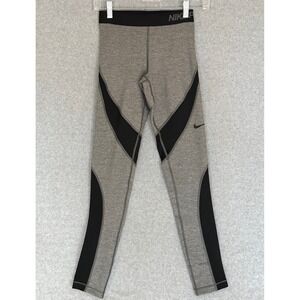 NEW! Nike Pro Hyperwarm Leggings Womens XS Grey Black Thermal Training Stretch